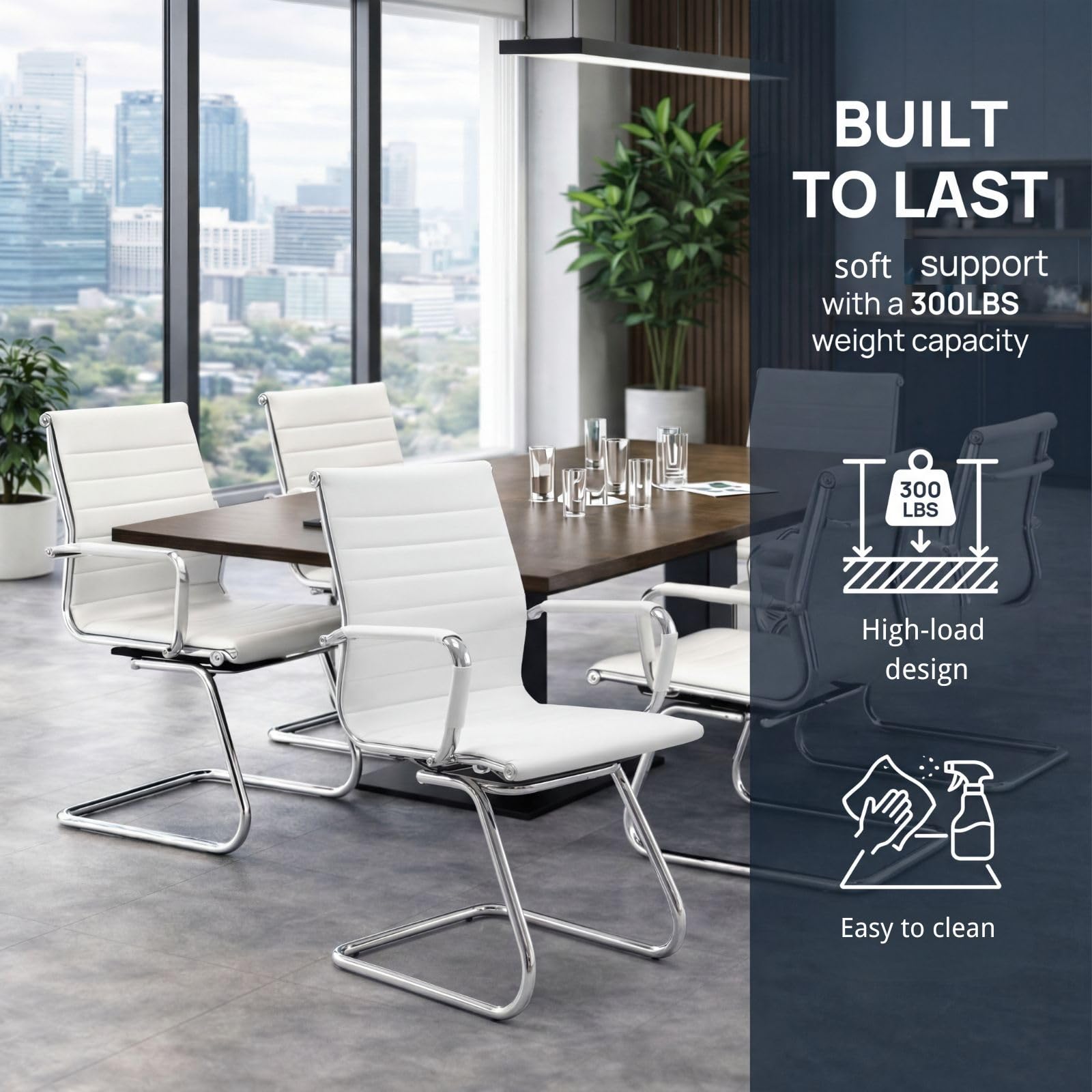 Dm Furniture Conference Room Chairs Set of 6, Waiting Room Chairs with Arms, Faux Leather Reception Chairs No Wheels, Office Guest Chairs with