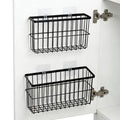 FAMNONE 2 Pack Adhesive Cabinet Door Organizer – 5.9” Deep Lid Organizer for Cabinet, No Drill Wall Mounted Storage Box for Pantry Door, Kitchen & Bathroom Space Saving Organizer
