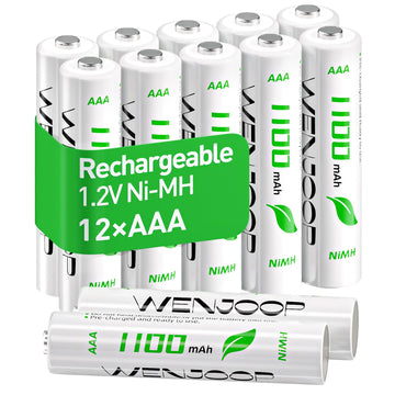 Rechargeable AAA Batteries 12 Pack – 1100mAh NiMH 1.2V High Capacity, Low Self Discharge Triple A Batteries for Toys, Remotes, Flashlights