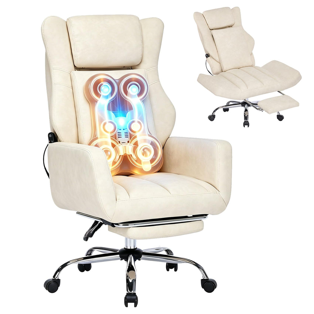 Dyhome Kneading Massage Office Chair Flip-up Armrest for Home/office, 32.3 inches x 25.9 inches x 16.3 inches, Beige