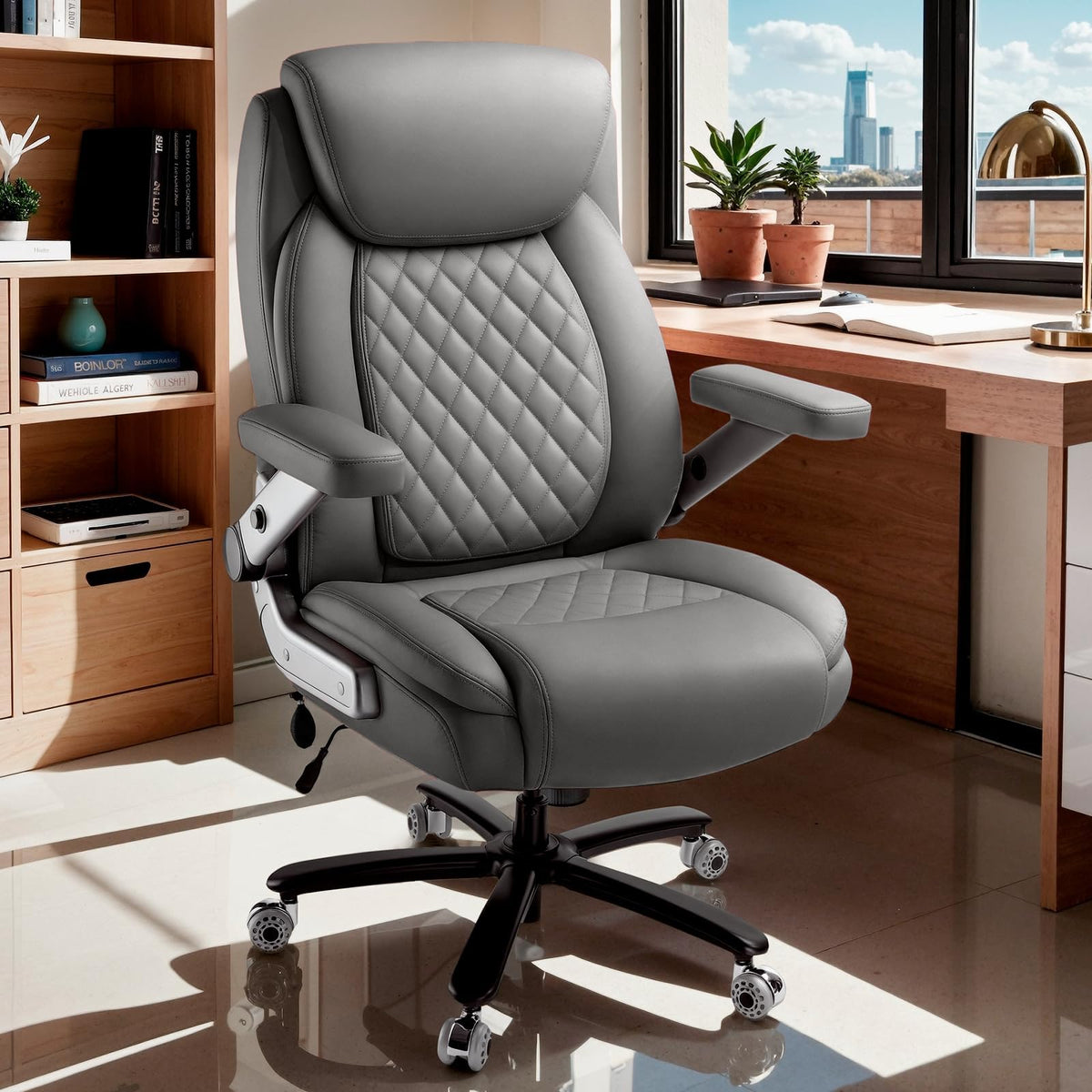 650lbs Large Heavy Duty Office Chair with 5d Flip Arms,comfy Big and Tall Executive Office Desk Chair with Pocket Spring Cushion,high Back