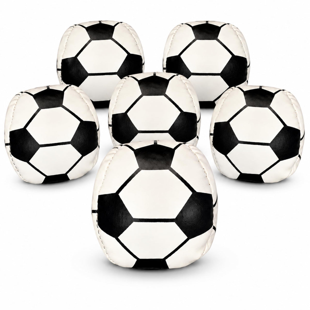 6 PCS Retro Soccer Style Footbag Set, Small Weighted Kicking Footbags for Classic Outdoor Play, Soft PU Leather Footbag Balls for Friends, Beginners, Teens & Adults, Group Games & Party Favors