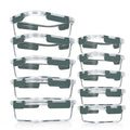 VERONES 10 Pack Glass Meal Prep Containers, Airtight Glass Lunch Containers, Stackable Glass Food Storage Containers Set with Lids,Exclusive of BPA,for Microwave, Oven, Freezer & Dishwasher,Grey