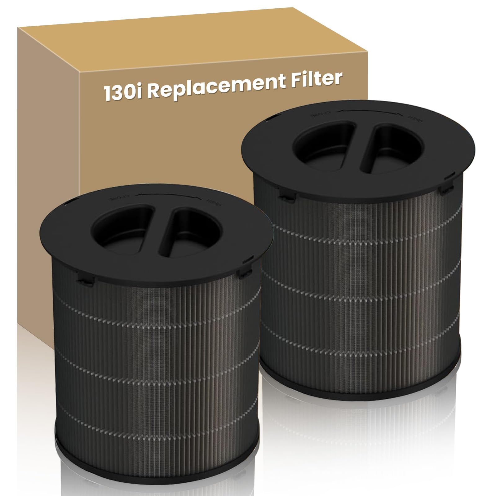 2 PACK 130i Replacement Filter Compatible with PuroAir 130i Air Purifier, 3-in-1 True HEPA High-Efficiency Activated Carbon Replacement Filter for Home Large Room