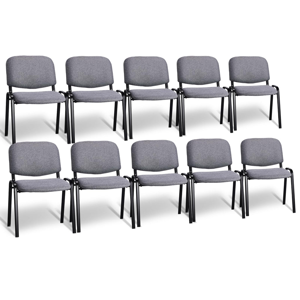 Vingli 10-pack Waiting Room Chairs, Stackable Chair for Office, Fabric-grey