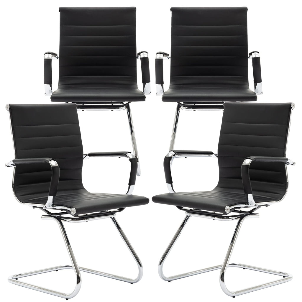 Dm Furniture Conference Room Chairs Set of 4, Waiting Room Chairs with Arms, Faux Leather Reception Chairs No Wheels, Office Guest Chairs with