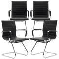 Dm Furniture Conference Room Chairs Set of 4, Waiting Room Chairs with Arms, Faux Leather Reception Chairs No Wheels, Office Guest Chairs with