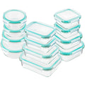Bayco Glass Food Storage Containers with Lids, [24 Piece] Meal Prep, Airtight Bento Boxes, Leak Proof (12 lids & 12 Containers) - Blue
