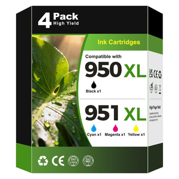 950XL 951XL Ink Cartridges 8600 8610 8100 High Yield Ink Compatible for HP 951 Ink Cartridges 950 XL 951 XL Works with Office Jet Pro 8600 8610 8615 8620 8625 8100 8630 8660 276DW 251DW, 4-Pack