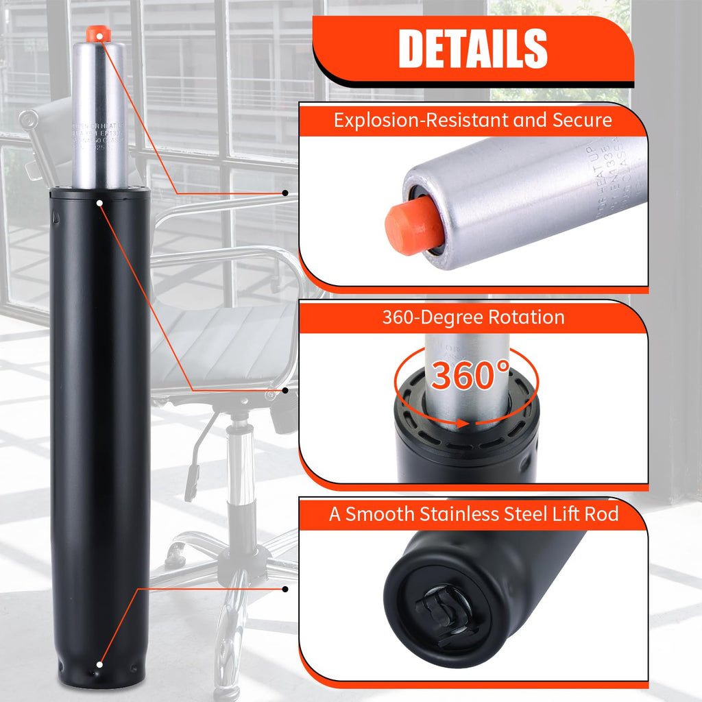 Flkqc Universal Office Chair Gas Lift Cylinder Replacement, 8" Long Stroke Gas Lift, Heavy Duty Gas Lift Hydraulic/pneumatic Piston for Office