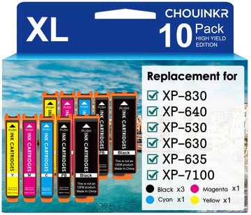 Remanufactured Replacement for Epson 410 410XL Ink Cartridges 10 Pack with Expression XP-640 XP-830 XP-7100 XP-530 XP-630 XP-635 (Black, Cyan, Magenta, Yellow, Photo Black)