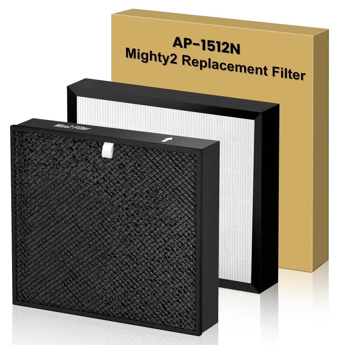 2 Pack Airmega Mighty2 Replacement Filter Compatible with COWAY Airmega Mighty2 AP-1512N (W/BG) Air Purifier, Max2 2-in-1HEPA and Activated Carbon Filter, AP-1512N-FP Fresh Starter