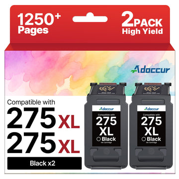 PG-275 Black Ink Cartridge for Canon 275 Black Ink High Yield Canon 275XL Use with 275XL Ink Cartridges for Canon Printers TR4720 TS3722 TS3522 TS3520 TS3720 TR4700 TS3500 TR4722(2 Black for PG275XL)