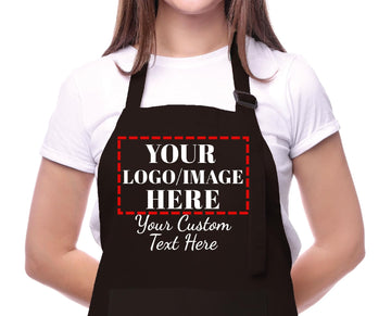 Custom Name Photo Logo Grilling & Cooking Aprons for Women and Men, Personalized Adult Kitchen Apron, Customized Waterproof Polyester Chef Apron, Custom Aprons for Women, Adjustable Bib with 2 Pockets