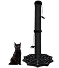 Gothic Cat Scratching Post with Spider Dangling Toys for Indoor Cats, Halloween Spooky Cat Scratcher,Activity Cat Play Center Goth Cat Tree Tower Furniture with Cobweb Base,Black
