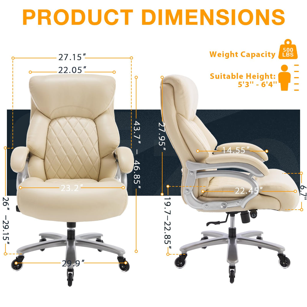 Zsqn Big and Tall Office Chair for Heavy People, 500lbs High Back Extra Wide Heavy Duty Executive Office Chair Comfortable for Home, Large