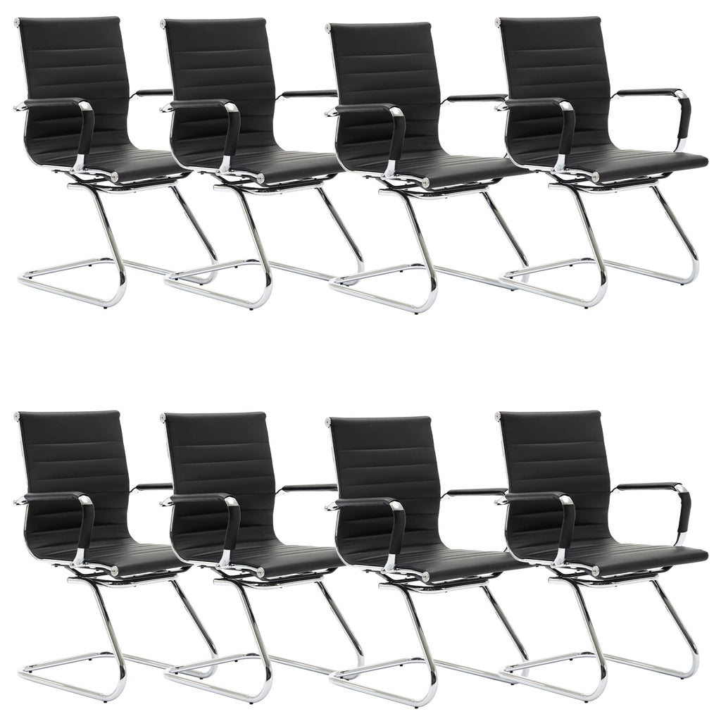 Dm Furniture Conference Room Chairs Set of 8, Faux Leather Office Guest Chairs with Arms, Reception & Waiting Room Seating, No Wheels Meeting