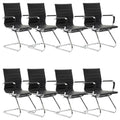 Dm Furniture Conference Room Chairs Set of 8, Faux Leather Office Guest Chairs with Arms, Reception & Waiting Room Seating, No Wheels Meeting