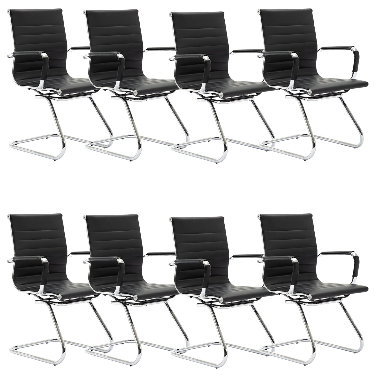 Dm Furniture Conference Room Chairs Set of 8, Faux Leather Office Guest Chairs with Arms, Reception & Waiting Room Seating, No Wheels Meeting