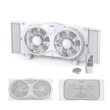 shinic 9" Quiet Window Fan, 2026 Upgraded, Reversible Airflow with Remote