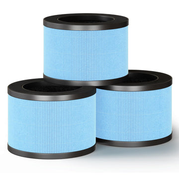Fil-fresh 3-Pack MK01 & MK06 Air Purifier Filter Replacement for AROEVE MK01 & MK06, ToLife TZ-K1, Kloudi DH-JH01 Air Purifier, 4-IN-1 H13 True HEPA & Activated Carbon Filter, Blue