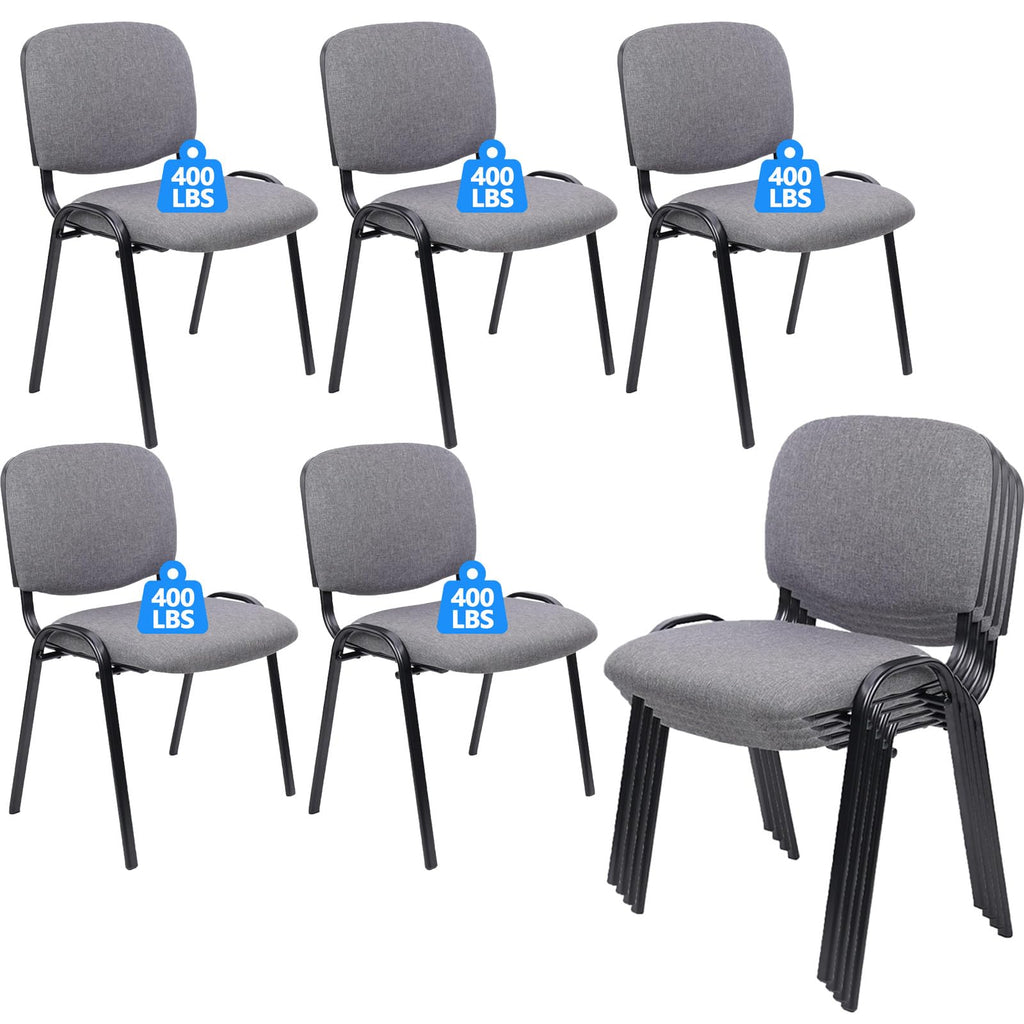 Clatina Stackable Waiting Room Chairs, Cloth Fabric Guest Reception Chair with Upholstered Thickene Seat and Back Support, Stacking Chair Metal