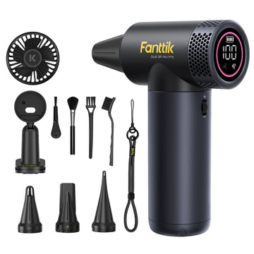 Fanttik Gust B11 Mix Pro 2-in-1 Electric Air Duster & Fan, 27.75Wh Rechargable Battery, 130000RPM Brushless Motor, Compressed Air Duster, 100 Stepless Gears, One-tap Booster, Electric Duster for PC