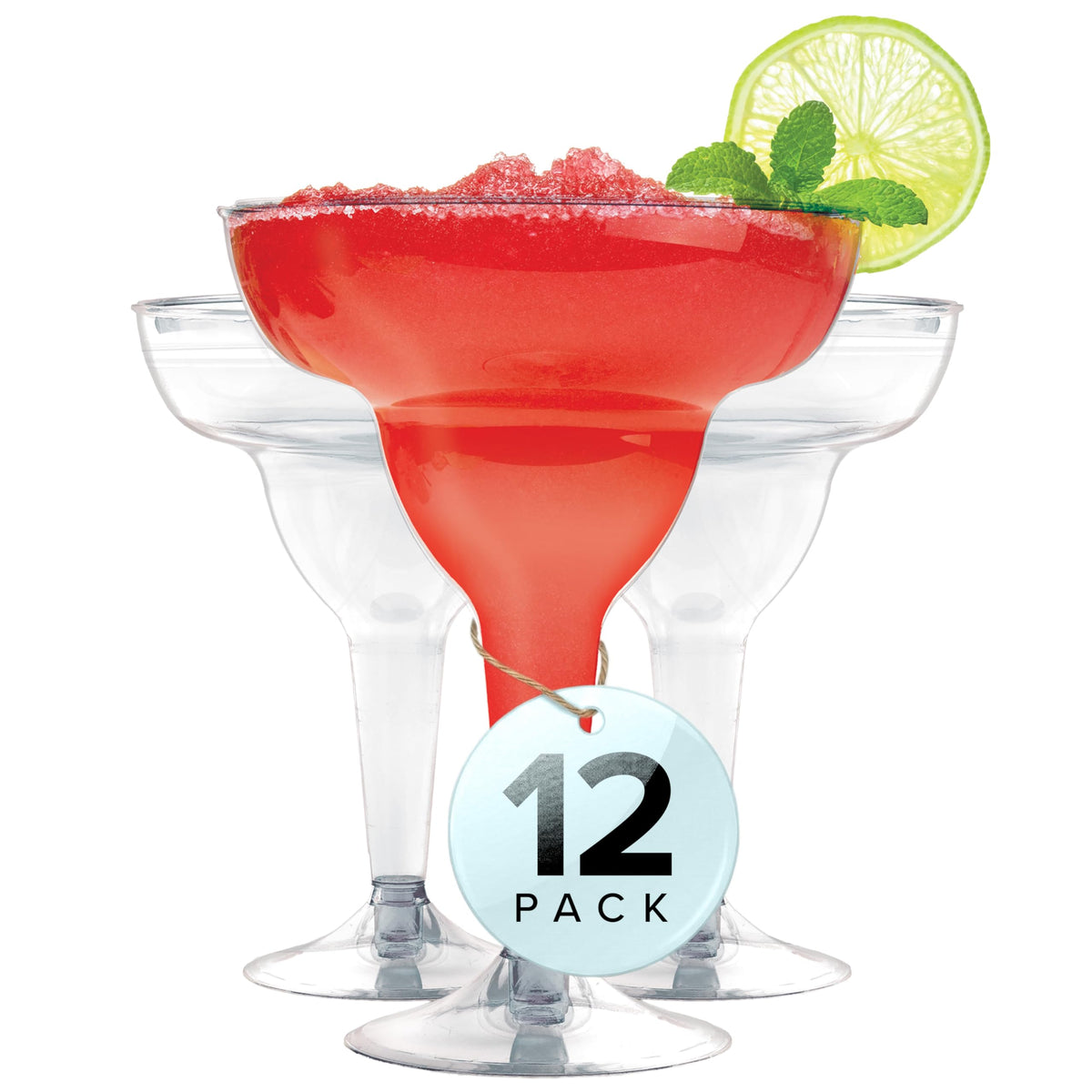 Stock Your Home Clear Plastic Margarita Glasses Disposable (Set of 12) Decorations for Cinco de Mayo Parties, Cocktail Cups for Tropical Party Supplies - Large 12 oz Hurricane Glasses