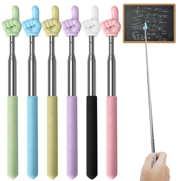6PCS Pointer Finger Stick – Multipurpose Teacher Pointer Stick, Classroom Pointer and Mini Retractable Finger Pointer Stick, Engaging Colors – Classroom Essentials for Effective Presentations