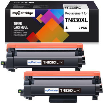 myCartridge TN830XL TN830 TN830/XL/V 2 Pack Remanufactured Black Toner | Replacement for Brother TN830 XL TN-830XL Toner Use for DCP-L2640DW HL-L2460DW L2405W L2480DW MFC-L2820DW Printer High Yield