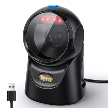 Tera Barcode Scanner Handsfree Omnidirectional: 2D USB Wired Desktop, 9700 | Plug & Play, Adjustable Desktop Angle, Support 1D 2D QR Screen/Paper/Card Codes, POS Supermarket Retail Store Mobile Payment