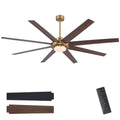 WINGBO 72" Ceiling Fan with Light and Remote Control, 6 Speed Reversible DC Motor, Dimmable LED Light, for Home and Commercial Use, Living Room/Shop/Warehouse Gold Black/Walnut