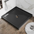 36" x 36" Shower Base with Center Drain, Double Threshold Acrylic ABS Pan, Anti-Slip Textured Surface, Easy Install, Black Bathroom Basin for Walk-in or Sliding Shower Doors,Black