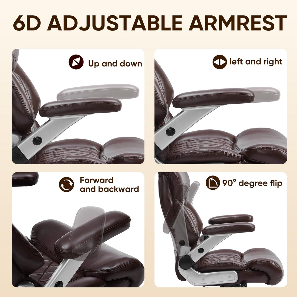 Zsqn 600 Lbs Big and Tall Office Chair, Plus Size Desk Chair with 6d Adjustable Flip Arms, Wide Comfortable Computer Chair with Adjustable