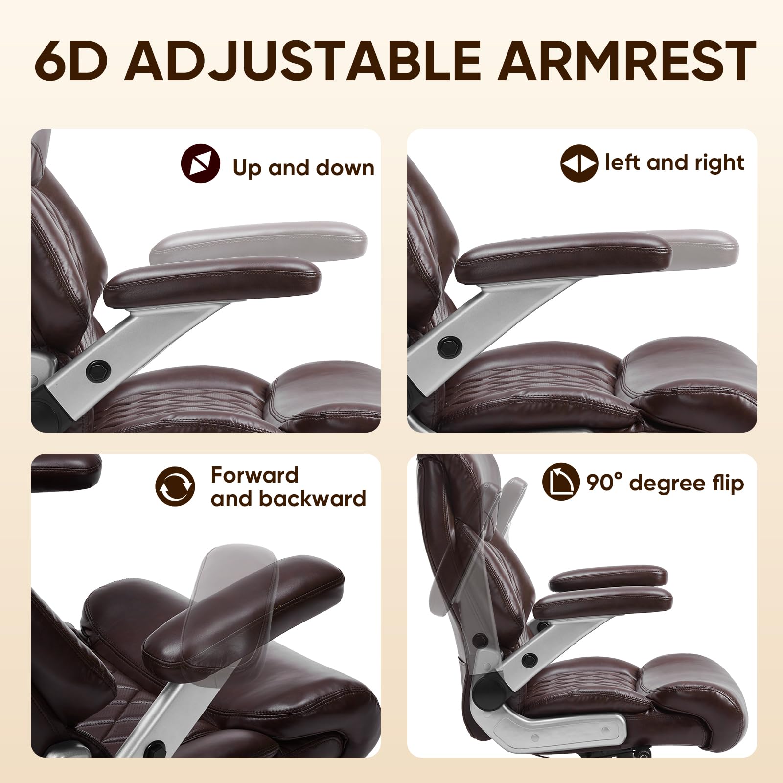 Zsqn 600 Lbs Big and Tall Office Chair, Plus Size Desk Chair with 6d Adjustable Flip Arms, Wide Comfortable Computer Chair with Adjustable