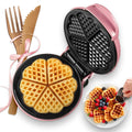Mini Waffle Maker(Heart),Small Waffle Maker Keto,Mini Wafflera Iron for Kids Family and Individuals,7'' Non Stick Cooking Plates with Fast & Even Heating