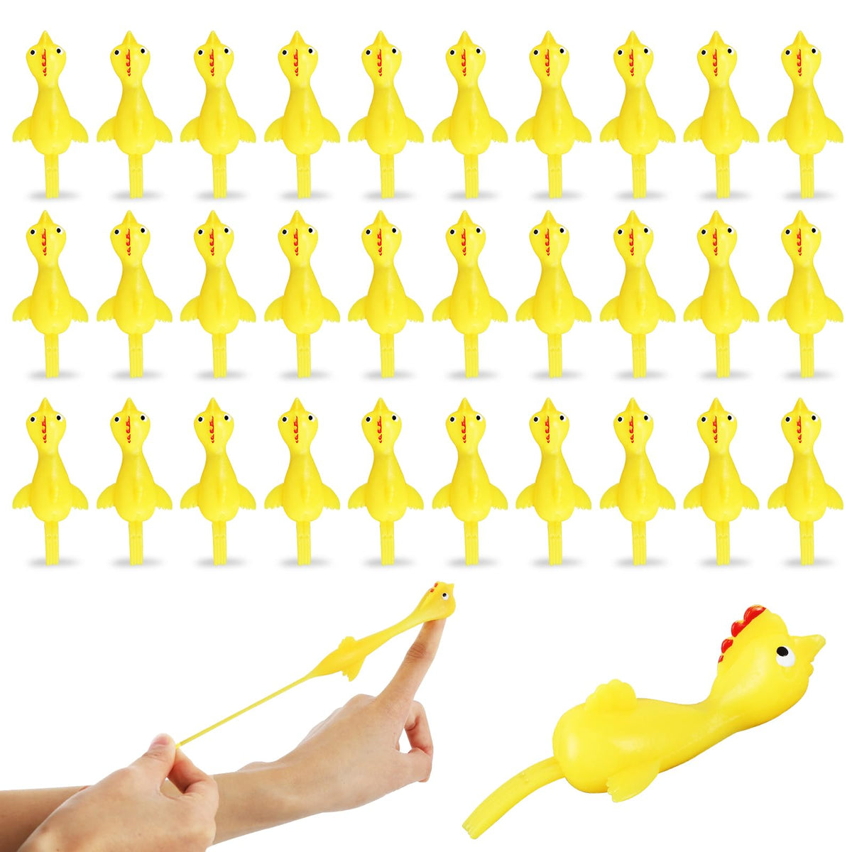 30 Pcs Rubber Chicken Slingshot, Flying Chicken Slingshot Game Finger Slingshot Chicken Toys Chicken Flingers Flinging Chickens for Party, Gag Gifts