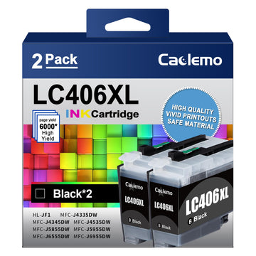 LC406 LC406XL Black Ink Cartridges for Brother LC406 Ink Cartridges LC406XL Ink Cartridges for Brother Printer Compatible with Brother MFC-J4335DW,MFC-J5855DW,MFC-J4535DW,MFC-J6555DW Printer (2 Black)