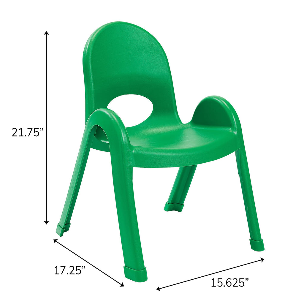 Children’s Factory Value Stack 11" Child Chair, Shamrock Green, 2 Pack, Stackable Ergonomic Seating Solution for Classrooms and Homeschools