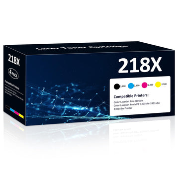 218X Toner Cartridges 4 Pack High Yield 3201dw MFP 3301fdw Toner Compatible for HP 218X 218A Set for Color LaserJet Pro 3201dw MFP 3301fdw 3301sdw 3301cdw Printer(Black/Cyan/Yellow/Magenta)