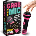 Lucky Egg Official Grab The Mic – Family Karaoke Board Game w/Foam Mic, 8+ Ages, 2-10 Players - Games for Bad Singers w/ 230 Lyrics (115 Cards)