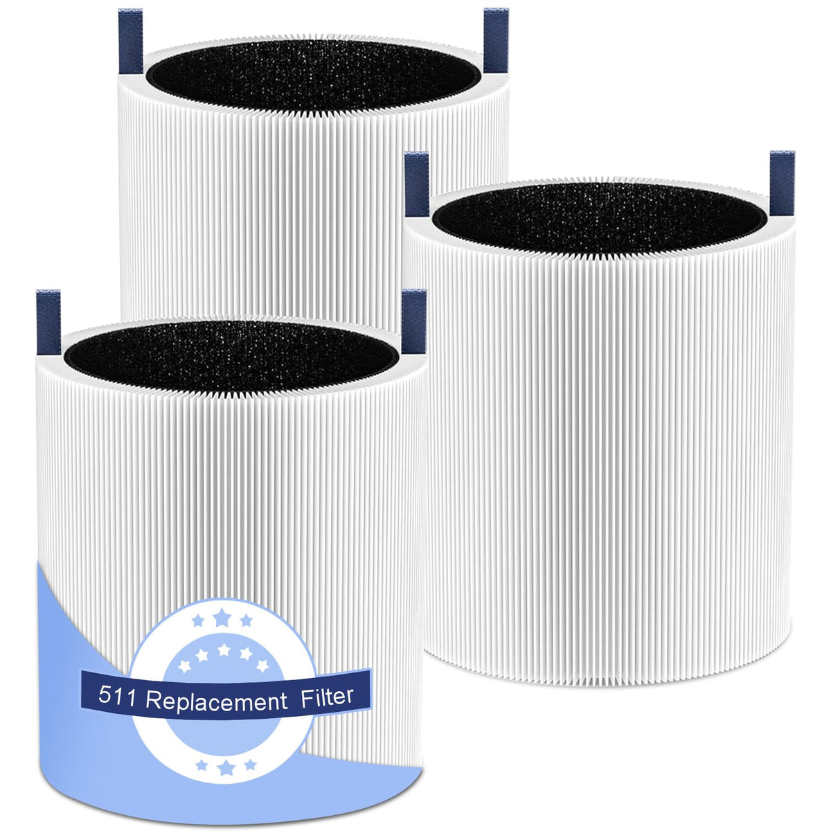 3 Pack 511 Replacement Filter Compatible with Blueair Blue Pure 511 Air Purifier, True HEPA Filter Particle and High-Efficiency Activated Carbon Filter for Home Large Room(Not Fit 511 Auto/511i max)