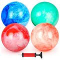 AMOR PRESENT 4PCS Playground Balls for Kids, 8.7 Inches Dodgeballs Bouncy Balls, Rubber Inflatable Kickball with Air Pump for Indoor Outdoor Sport Games