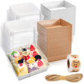 100 Pack Charcuterie Boxes with Clear Lids - Eco-Friendly, Portable, and Leak-Proof Food Containers for Various Delights - 50 Brown & 50 White (Brown&White?Rectangle?)