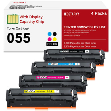 Remanufactured for Canon 055 055H with Display Capacity Chip Replacement for Canon 055 Toner Cartridge Set for Canon Color ImageClass MF743Cdw MF741Cdw MF745Cdw MF746Cdw Printer (4 Pack)