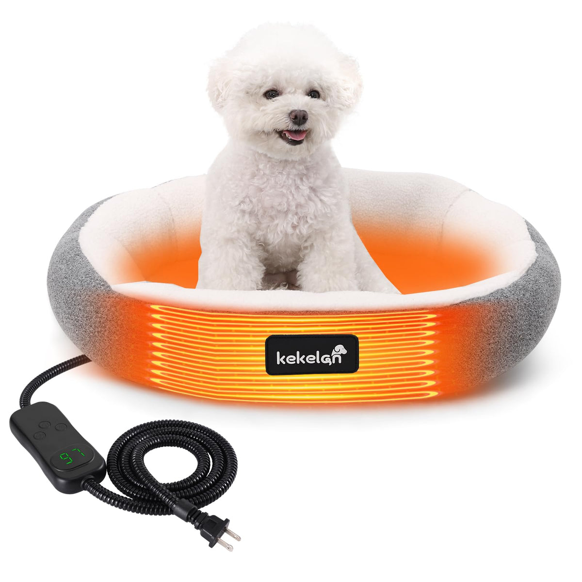 Indoor Heated Cat Bed, Heated Pets Bed for Indoor Cats Kitten Small Dogs Puppy Machine Washable Electric Warming Bed Mat Soft Cozy Pet Heating Pad with Timer & Temp Adjustable