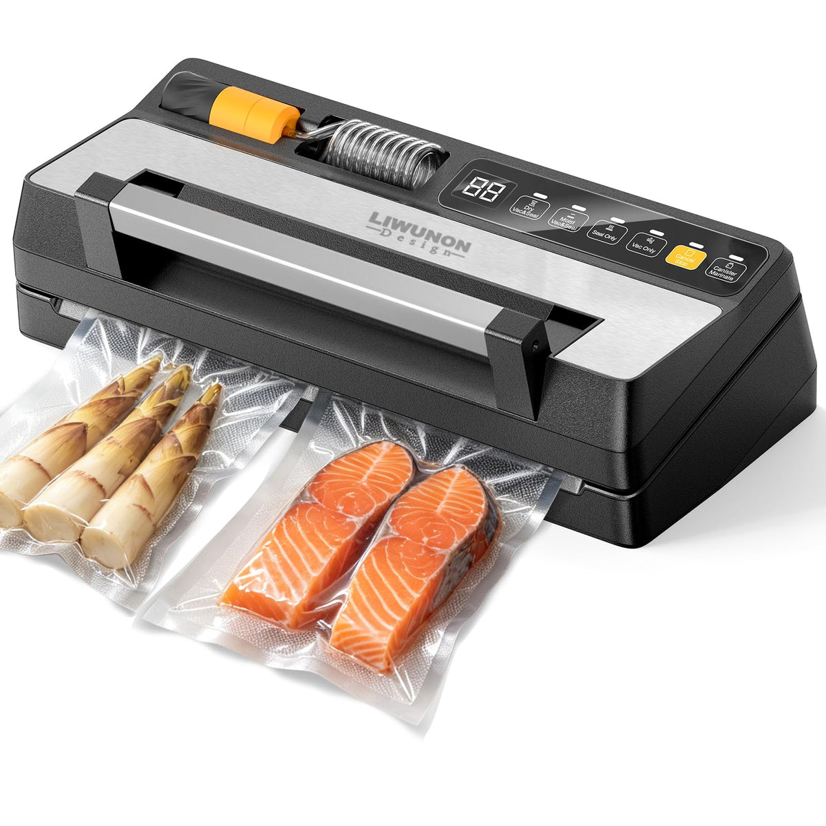 Next-Gen Vacuum Sealer Machine, Food Vacuum Sealer with Powerful Suction Pump, Dual-System for Valve&Textured Bags, Canisters & Marinate, Dual-Heat Seal for Dry&Moist Food, Built-in Cutter&Bag Storage