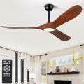 52" Ceiling Fan with Light and Remote, 6-Speed Dimmable Outdoor Ceiling Fan, High CFM Quiet 3 Blade Wood Ceiling Fan, Puoyro Modern Propeller Ceiling Fan for Outdoor Indoor Living Patio Porch (Walnut)
