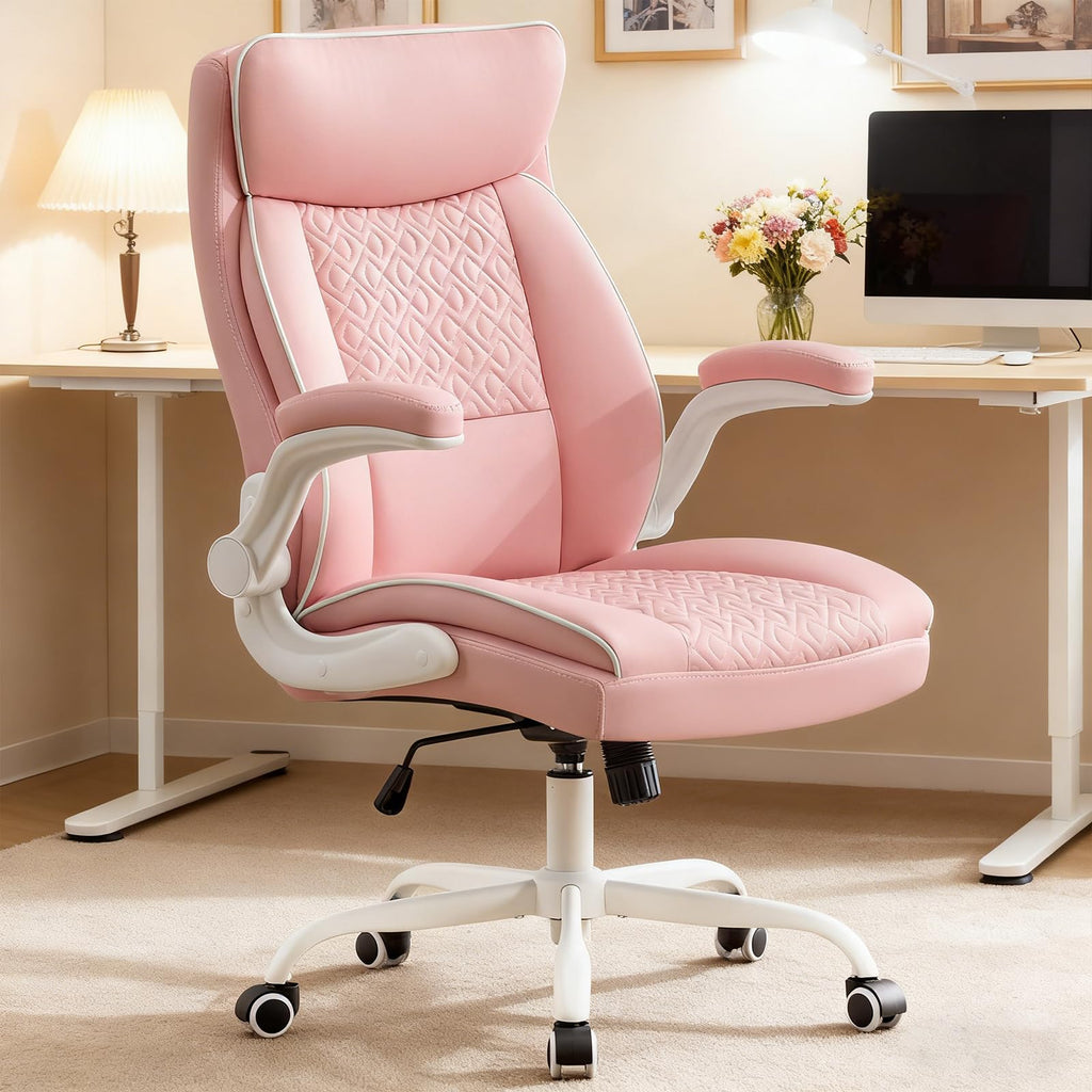 Furnistyle Leather Office Chair, Computer Desk Chair with Lumbar Support,height Adjustment, Comfortable Excutive Task Chairs 400lbs with Padded