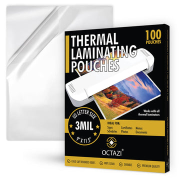 Thermal Laminating Sheets 3 Mil – Holds 8.5 x 11 Inch Documents, 9 x 11.5 Inch, Lamination Pouches with Round Corners, Clear Glossy Thermal Laminating Paper (100, 3Mil-9x11.5)